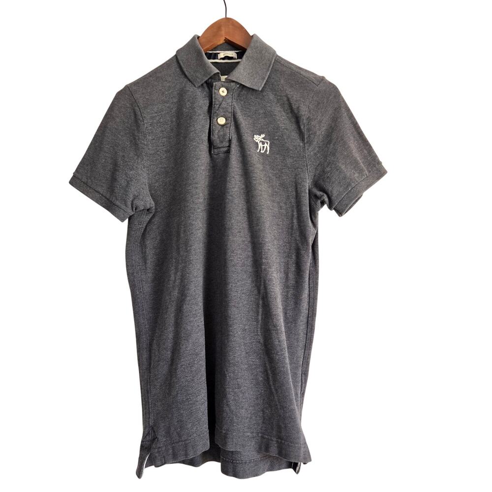 Y2K Vintage Mallcore Abercrombie & Fitch Gray Muscle Moose Preppy Polo Shirt Med